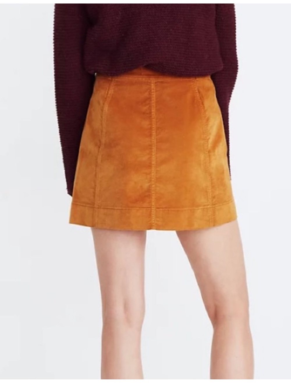 NWOT Madewell Velveteen A-Line Miniskirt, Button-Front Edition. Size 00 - Picture 3 of 6